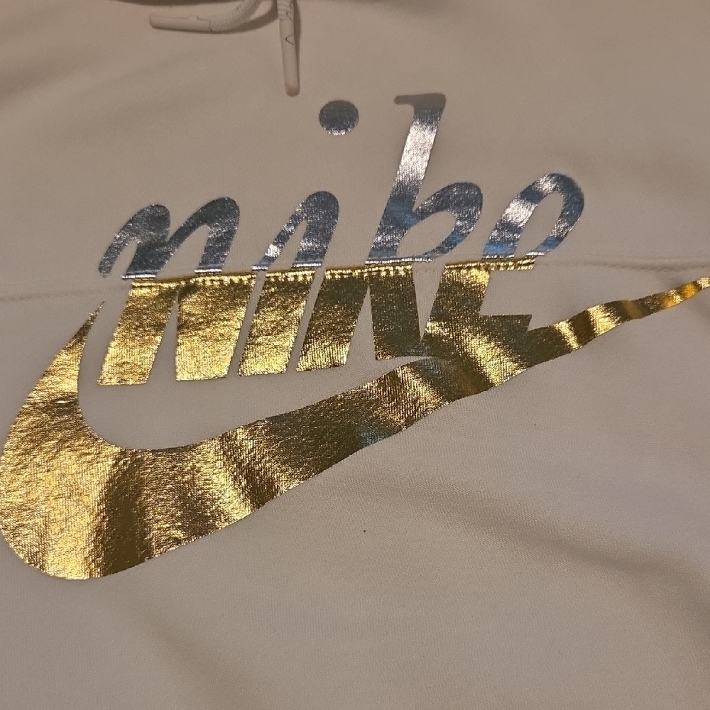 Nike Crop Top Hoodie with Gold And SilverLogo - Picture 2 of 4